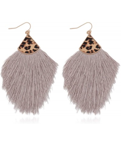 Bohemian Silky Thread Tassel Statement Drop Earrings - Strand Fringe Lightweight Feather Shape Dangles, Chandelier Duster Leo...