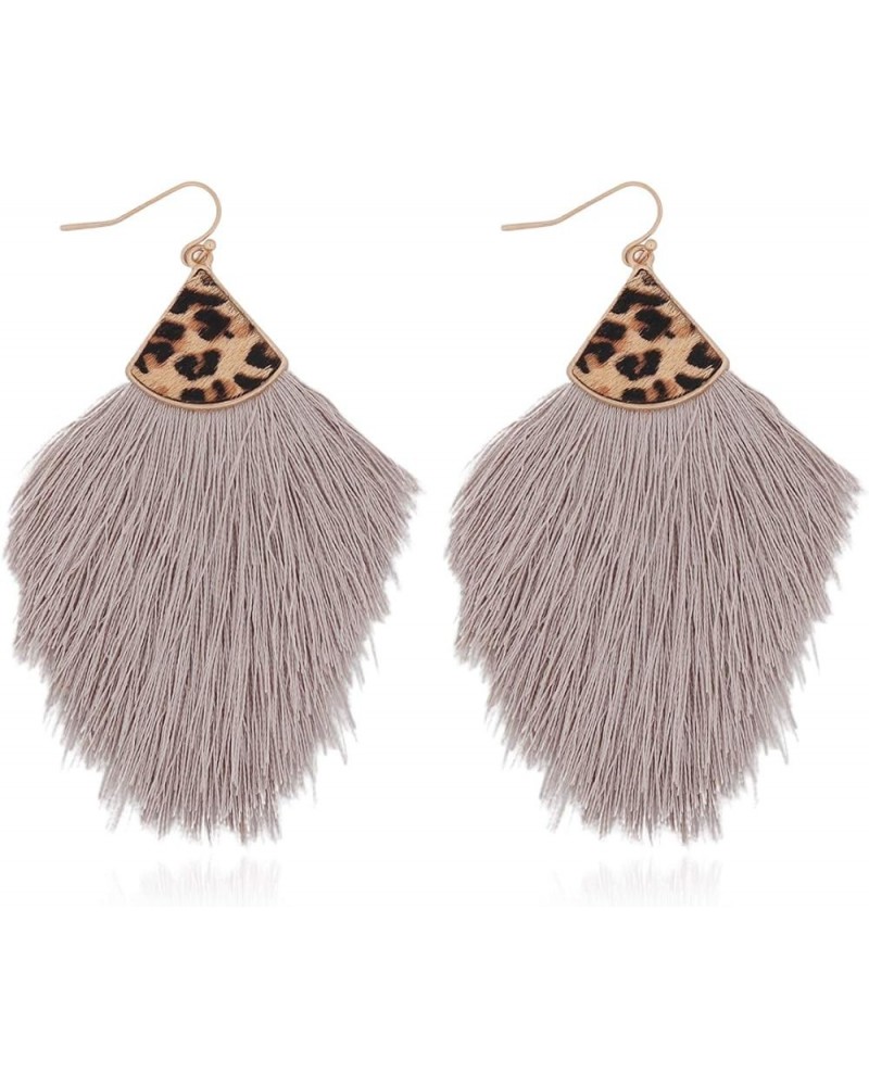 Bohemian Silky Thread Tassel Statement Drop Earrings - Strand Fringe Lightweight Feather Shape Dangles, Chandelier Duster Leo...