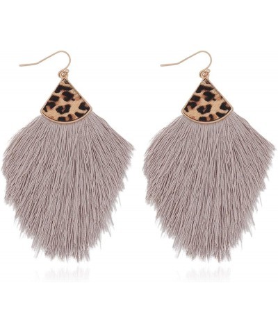 Bohemian Silky Thread Tassel Statement Drop Earrings - Strand Fringe Lightweight Feather Shape Dangles, Chandelier Duster Leo...