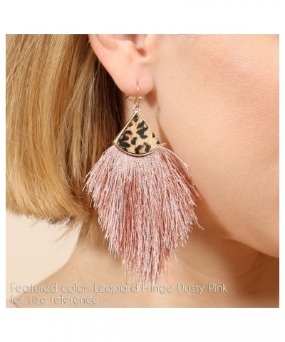 Bohemian Silky Thread Tassel Statement Drop Earrings - Strand Fringe Lightweight Feather Shape Dangles, Chandelier Duster Leo...