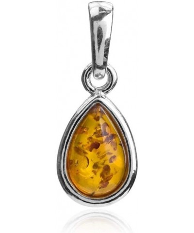 Amber Sterling Silver Teardrop Pendant Necklace 18 Inches $13.34 Necklaces