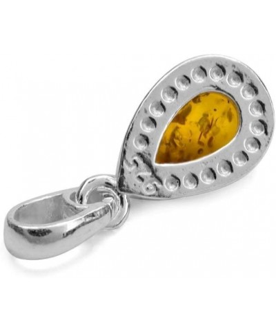 Amber Sterling Silver Teardrop Pendant Necklace 18 Inches $13.34 Necklaces