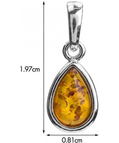 Amber Sterling Silver Teardrop Pendant Necklace 18 Inches $13.34 Necklaces