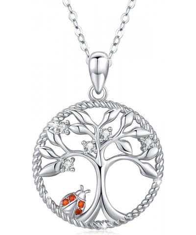 Tree of Life Necklace Pendant Ladybug/Unicorn/Llama Necklace 925 Sterling Silver Cute Animal Jewelry Gifts for Women Daughter...