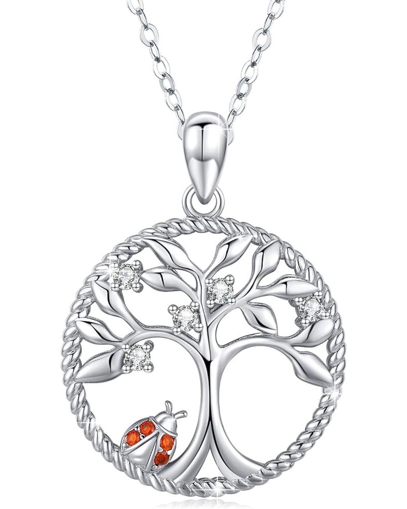 Tree of Life Necklace Pendant Ladybug/Unicorn/Llama Necklace 925 Sterling Silver Cute Animal Jewelry Gifts for Women Daughter...