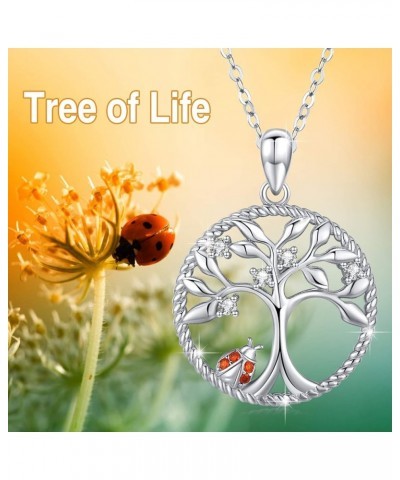 Tree of Life Necklace Pendant Ladybug/Unicorn/Llama Necklace 925 Sterling Silver Cute Animal Jewelry Gifts for Women Daughter...