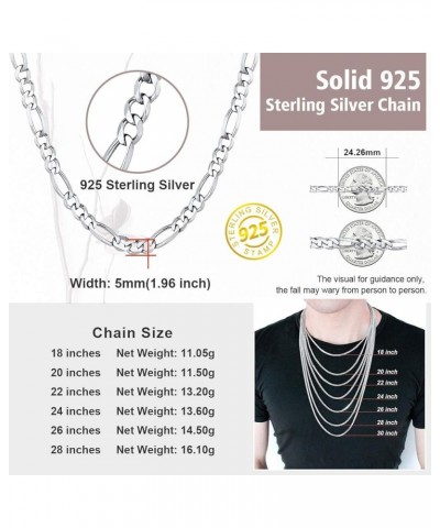 Solid Sterling Silver Cuban/Figaro Chain, with S925 Stamp, Men/Women Gifts Custom Available-Send Gift Box 26.0 Inches 5mm-Fig...