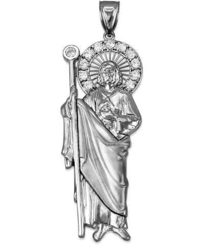 Sterling Silver Saint Jude CZ Pendant (L-3") $58.07 Pendants