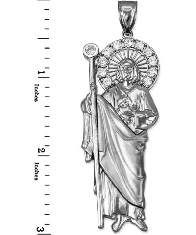 Sterling Silver Saint Jude CZ Pendant (L-3") $58.07 Pendants