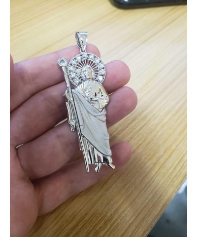 Sterling Silver Saint Jude CZ Pendant (L-3") $58.07 Pendants