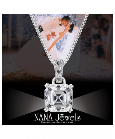 Asscher Cut CZ Simulated Diamond Solitaire Necklace Sterling Silver 8mm-3.00ct yellow gold plated $24.27 Necklaces