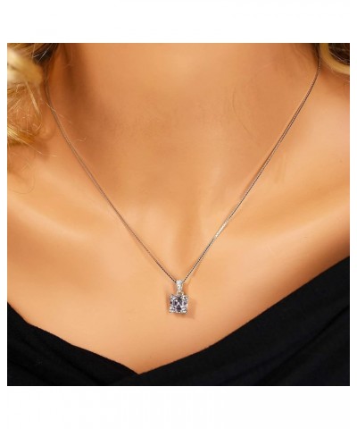 Asscher Cut CZ Simulated Diamond Solitaire Necklace Sterling Silver 8mm-3.00ct yellow gold plated $24.27 Necklaces