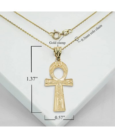 10K or 14K Yellow, White, Rose Gold Egyptian Ankh Cross Protection Pendant Necklace - Choice of Pendant Only or Chain Length ...