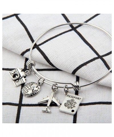 Travel Bracelet Expandable Wire Bracelet Bangle Charm Bracelets Gift For Traveler travel bangle $9.17 Bracelets