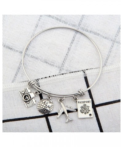 Travel Bracelet Expandable Wire Bracelet Bangle Charm Bracelets Gift For Traveler travel bangle $9.17 Bracelets