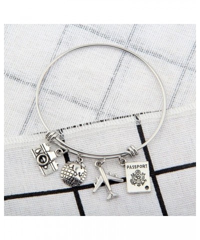 Travel Bracelet Expandable Wire Bracelet Bangle Charm Bracelets Gift For Traveler travel bangle $9.17 Bracelets