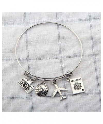 Travel Bracelet Expandable Wire Bracelet Bangle Charm Bracelets Gift For Traveler travel bangle $9.17 Bracelets