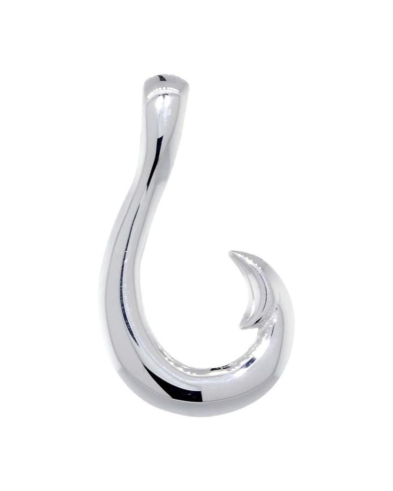 Mens or Ladies 24mm Smooth Fish Hook Charm rhodium-plated-white-gold 18K $22.80 Pendants