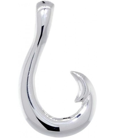 Mens or Ladies 24mm Smooth Fish Hook Charm rhodium-plated-white-gold 18K $22.80 Pendants