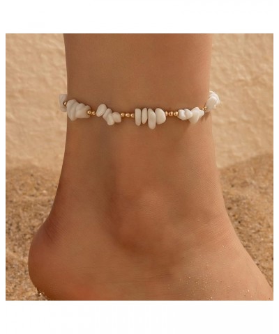 Beach Shells Ankle Bracelets for Women Layering Beads Cuban Link Anklets for Women Summer Gold Pearl Ankle Bracelet for Girls...