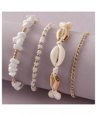 Beach Shells Ankle Bracelets for Women Layering Beads Cuban Link Anklets for Women Summer Gold Pearl Ankle Bracelet for Girls...