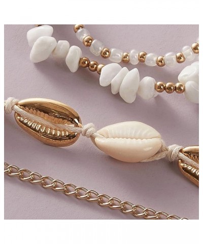 Beach Shells Ankle Bracelets for Women Layering Beads Cuban Link Anklets for Women Summer Gold Pearl Ankle Bracelet for Girls...