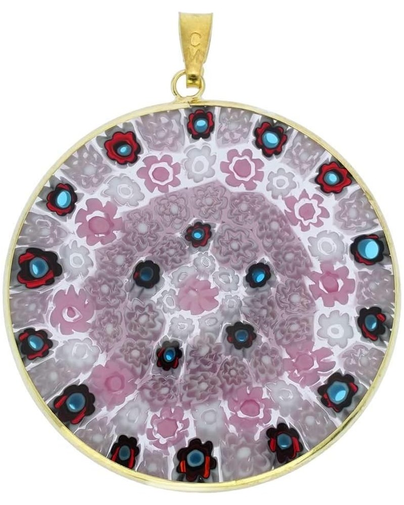 GlassOfVenice Murano Glass Millefiori Pendant in Gold-Plated Frame 1-1/2 $29.88 Necklaces