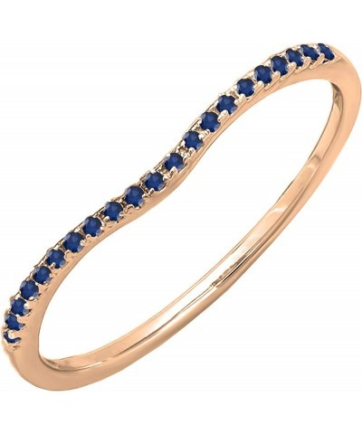 Round Gemstone Ladies Anniversary Wedding Stackable Band, Available In 10K/14K/18K Gold Blue Sapphire in 18K Rose Gold $126.5...