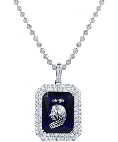 Lucky Birth Stone Zodiac Sign Horoscope Astrology Good Luck Pendent 14K White Gold Finish Charm Chain Set Virgo $34.00 Necklaces