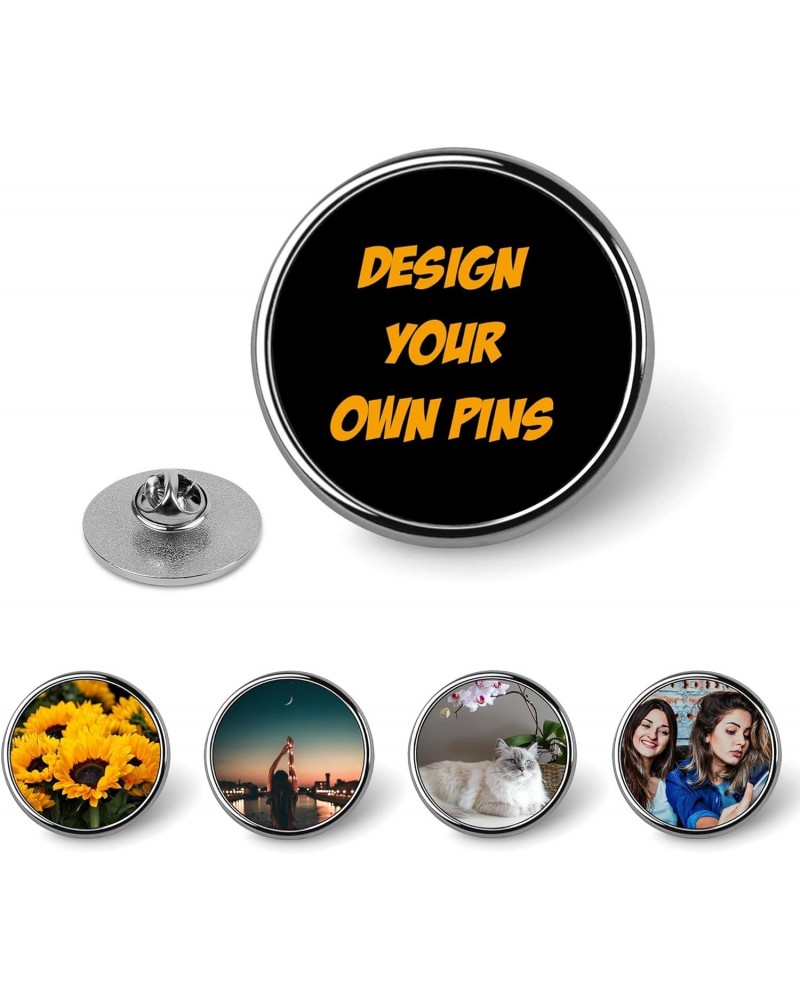 Custom Pins Buttons 1/5/50 Bulk Design Your Picture Text Personalized Hat Pins Lapel Pins for Men Women Wedding Party (Round)...