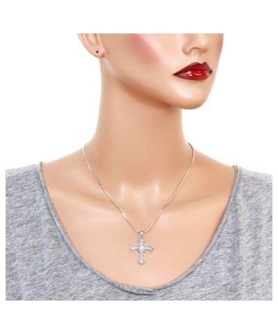 Cross Earring or Pendant Necklace Rhinestone Crystal Rhodium High Polished Style 1 - Clear AB $9.27 Necklaces