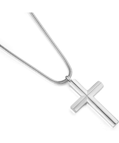 Simple Stainless Steel Cross Pendant Necklace Men Women, 20-24 Inch Twist Rope Chain Silver Pendant + 20'' Snake Chain $11.18...