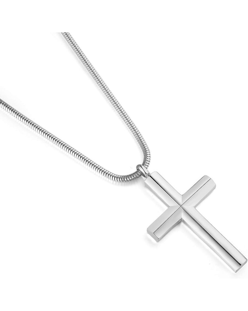 Simple Stainless Steel Cross Pendant Necklace Men Women, 20-24 Inch Twist Rope Chain Silver Pendant + 20'' Snake Chain $11.18...