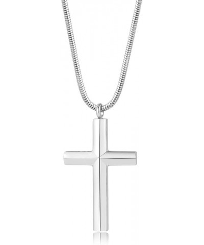 Simple Stainless Steel Cross Pendant Necklace Men Women, 20-24 Inch Twist Rope Chain Silver Pendant + 20'' Snake Chain $11.18...