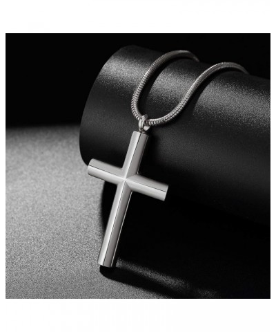 Simple Stainless Steel Cross Pendant Necklace Men Women, 20-24 Inch Twist Rope Chain Silver Pendant + 20'' Snake Chain $11.18...