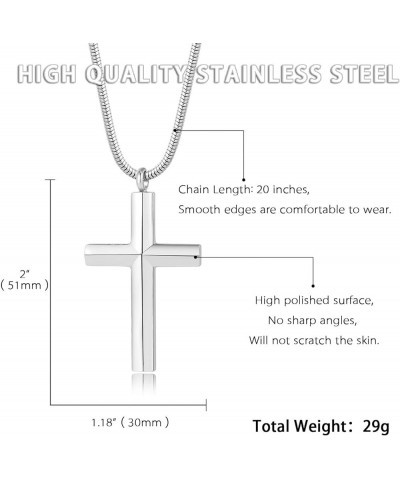 Simple Stainless Steel Cross Pendant Necklace Men Women, 20-24 Inch Twist Rope Chain Silver Pendant + 20'' Snake Chain $11.18...