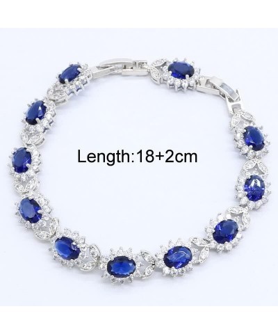 Natural Blue Sapphire Topaz White Zircon Silver 925 Jewelry Sets for Women Party Earrings Pendant Necklace Rings Bracelet Lig...