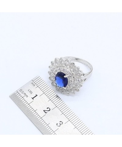 Natural Blue Sapphire Topaz White Zircon Silver 925 Jewelry Sets for Women Party Earrings Pendant Necklace Rings Bracelet Lig...