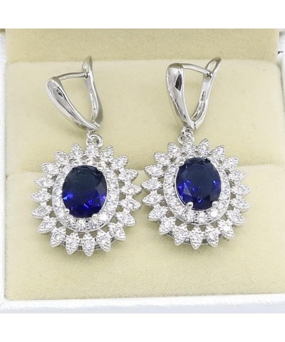 Natural Blue Sapphire Topaz White Zircon Silver 925 Jewelry Sets for Women Party Earrings Pendant Necklace Rings Bracelet Lig...