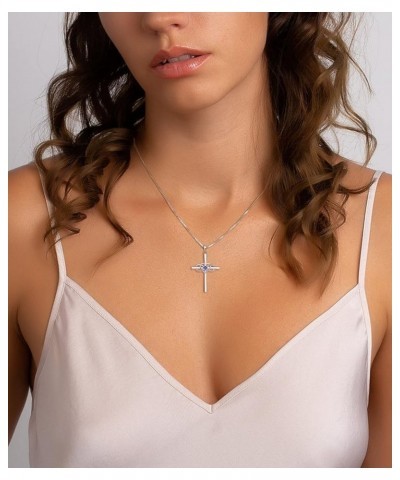 Women's Cross Necklace Sterling Silver Infinity Heart Crucifix Pendant Gemstones Criss Jewelry 12-tanzanite-Dec $27.30 Necklaces