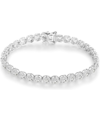 Halo Square Tennis Bracelet for Women,18K White Gold Plated 3mm Round Cubic Zirconia Bracelets for Women 6.5 Inches $11.48 Br...