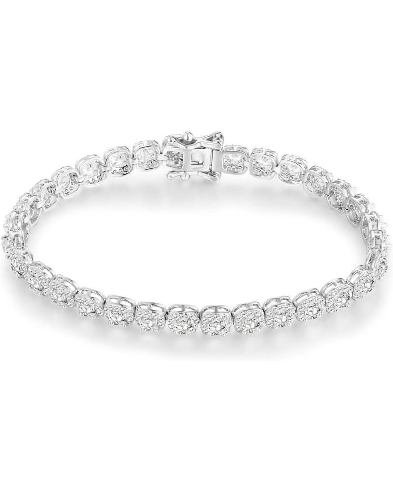 Halo Square Tennis Bracelet for Women,18K White Gold Plated 3mm Round Cubic Zirconia Bracelets for Women 6.5 Inches $11.48 Br...