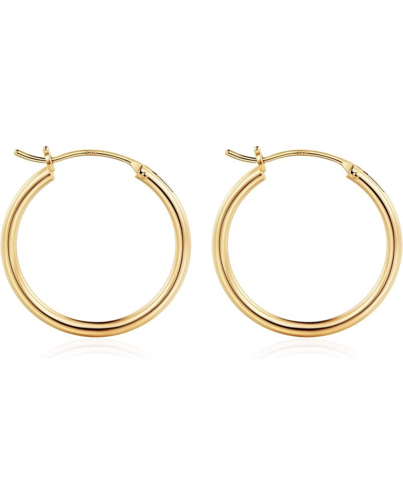 Gold Hoop Earrings for Women, 14K Real Gold Steling Silver Post Hypoallergenic Hoops Earrings Lightweight Small Gold Hoops Ea...