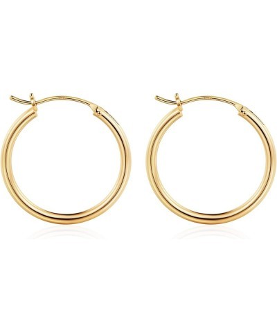 Gold Hoop Earrings for Women, 14K Real Gold Steling Silver Post Hypoallergenic Hoops Earrings Lightweight Small Gold Hoops Ea...