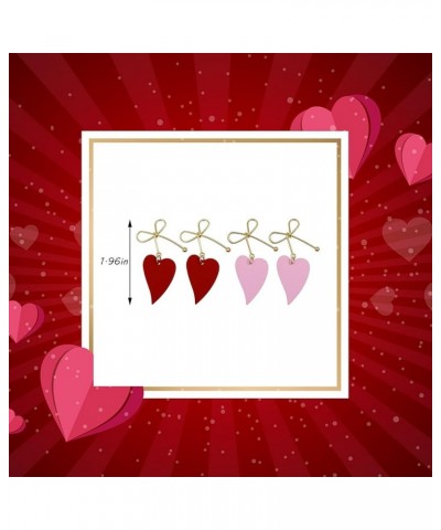 Heart Earrings for Women Girls Valentine Day Rhinestone Red Love Heart Dangle Drop Earrings F-2 Pairs $7.79 Earrings