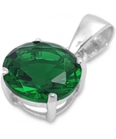 Solitaire Pendant Charm for Necklace Round Simulated Green Emerald 925 Sterling Silver $11.33 Necklaces