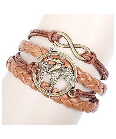 Fashion Vintage Hunger Games Birds Infinity Bracelet Leather $6.45 Bracelets