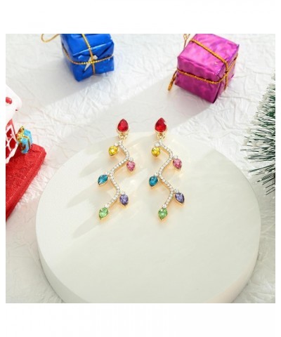 Colorful Christmas Earrings for Women Crystal Christmas Light Bulb Earrings Cute Green Christmas Tree Tassel Earrings Jewelry...