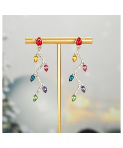 Colorful Christmas Earrings for Women Crystal Christmas Light Bulb Earrings Cute Green Christmas Tree Tassel Earrings Jewelry...