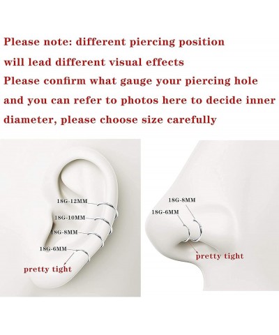 Hypoallergenic Nose Rings Hoops 6-8Pcs 18G 316L Stainless Steel Hinged Segment Clicker Rings for Septum Cartilage Daith Conch...